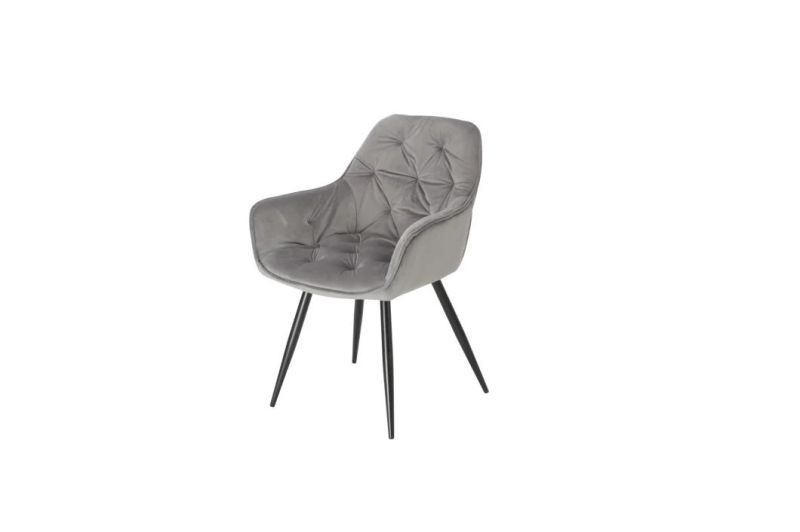 Modern Elegant Modern Style Hot Sale Restaurant Cafe Upholsteried Black Leather Velvet Chair Dining Chair