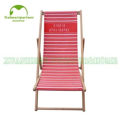 Outdoor Foldable Canvas Sling Chair Wooden Lounger Fishing Chair