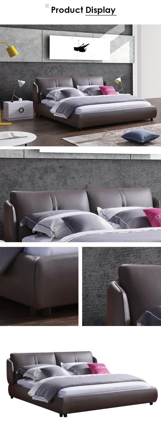 Chinese Modern Bedroom Furniture Super Soft King Size Leather Bed