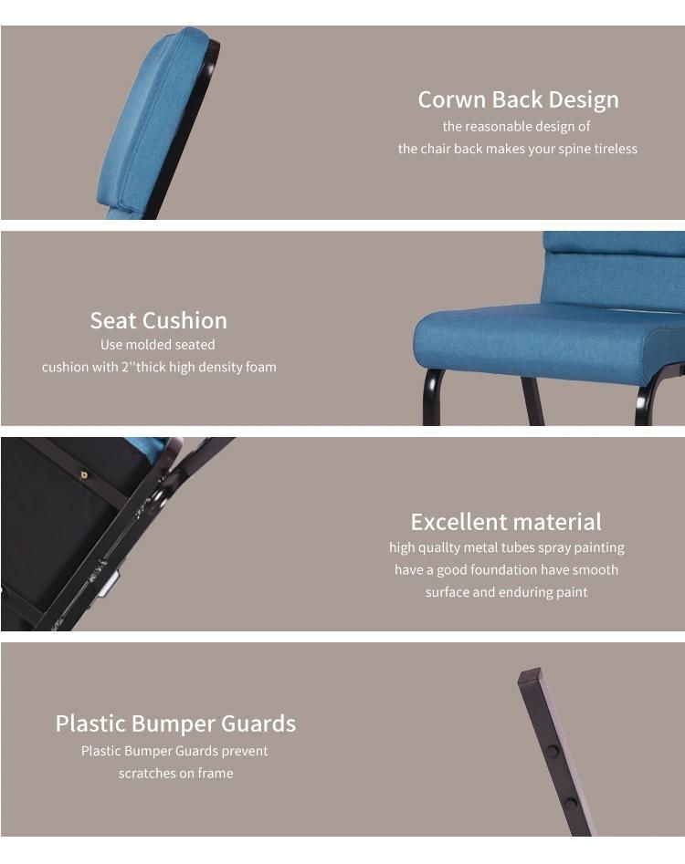 Professional Manufacturer of Charcoal Fabric Metal Church Worship Auditorium Chair