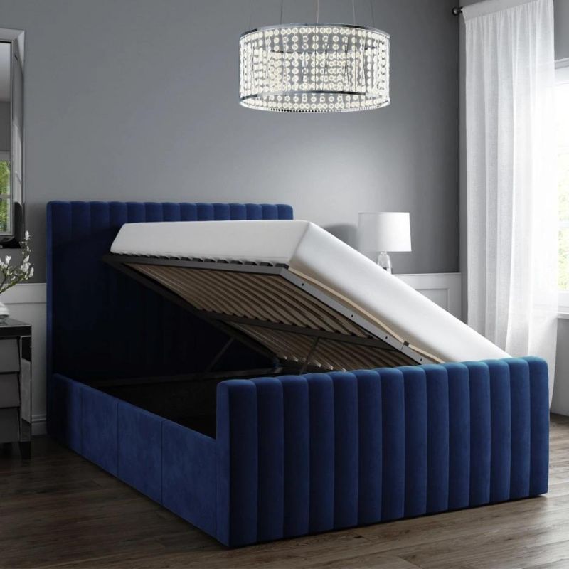 Luxury Modern Design Bedroom Furniture Multi-Functional Upholstery Soft Fabric Bed
