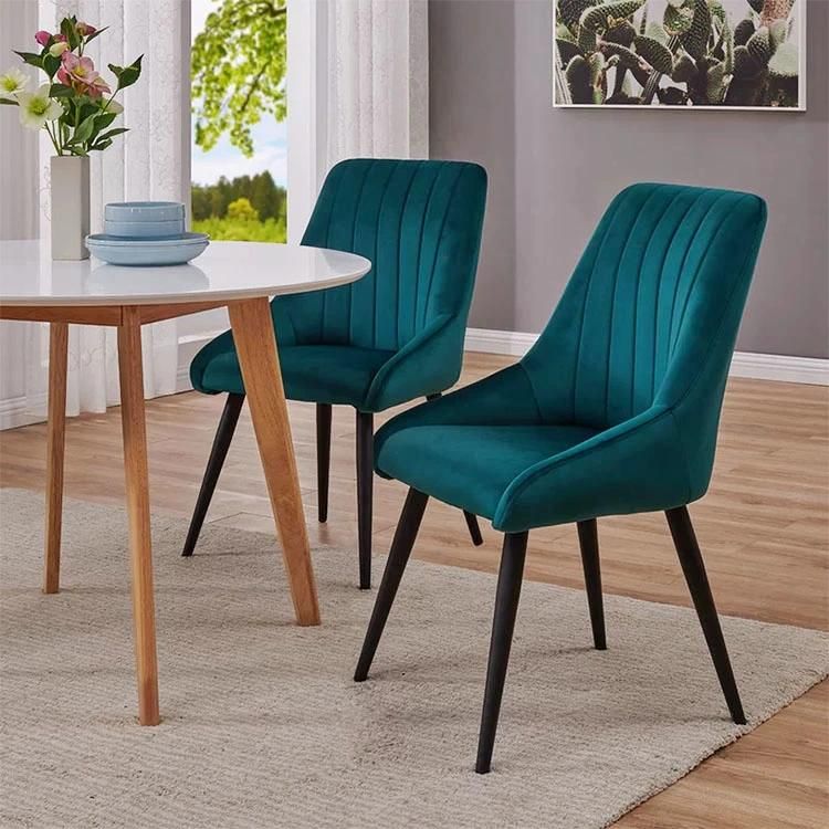 Wholesale Design Room Furniture Nordic Velvet Modern Luxury Dining Chairs with Metal Legs