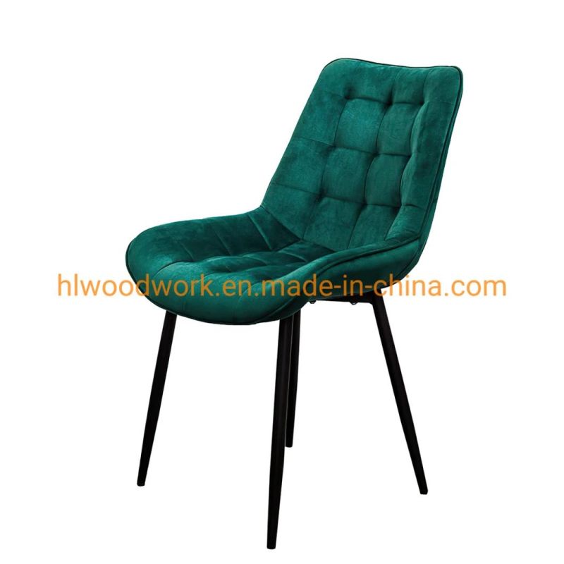 Modern Restaurant Furniture Comfortable Fabric Coffee Chair Black Spray Metal Leg Restaurant Chair Popular Modern Living Room Home Leisure Chair
