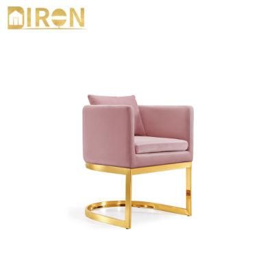 Market Popular Design Velvet Stainless Steel in Golden Color Dining Chair