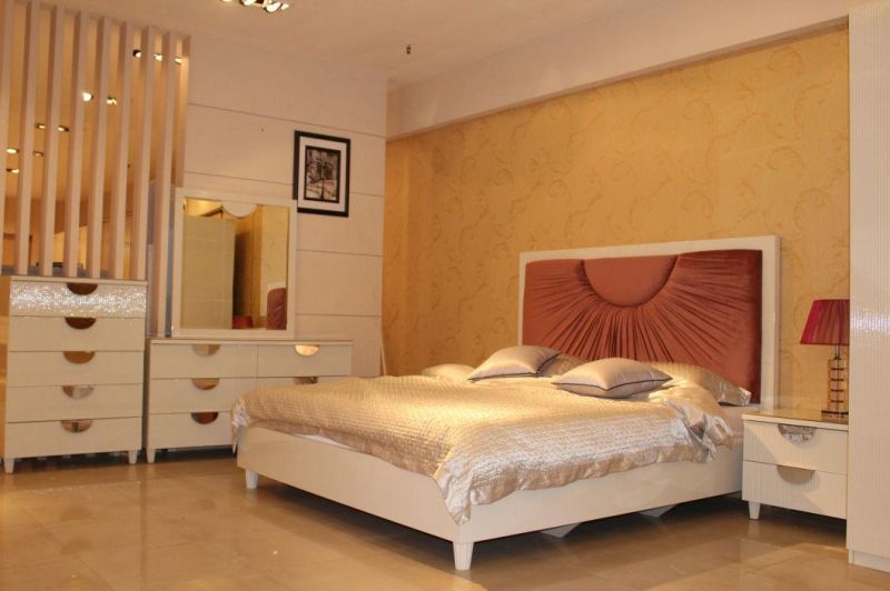 Luxury Design Fabric King Bed Bedroom Suites (HS-034)