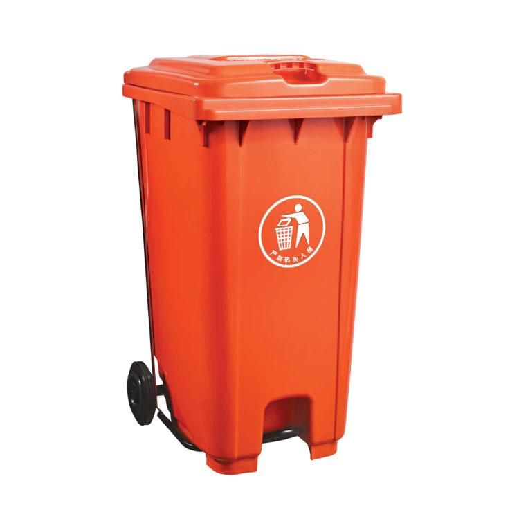 Community Outdoor Pedal Plastic Sorting Large Trash Bin Sanitation Trailer Trash Bin