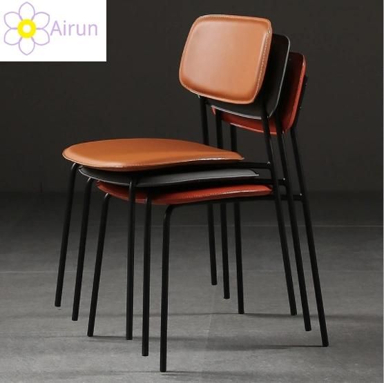 Nordic Modern Minimalist Home Backrest Restaurant Hotel Leather European Style Light Luxury Dining Chair
