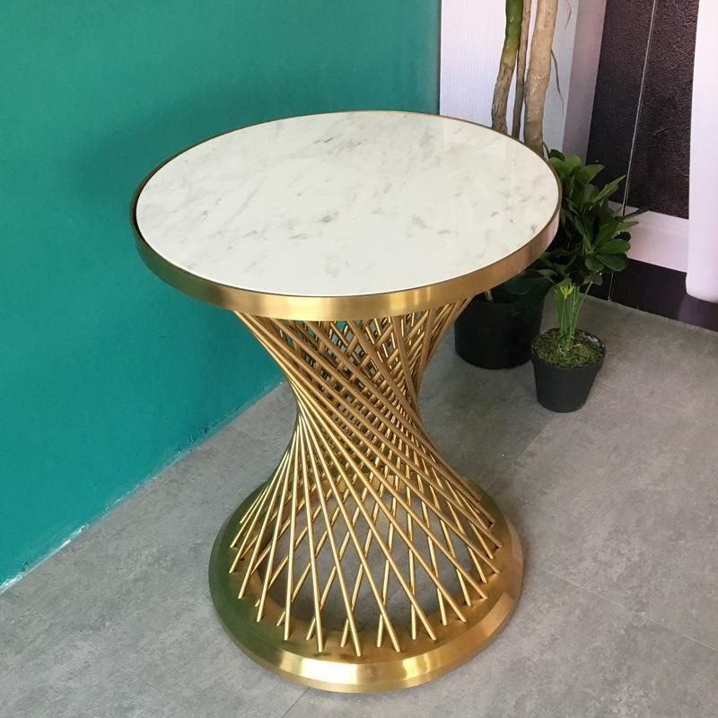 Luxury Modern Design Gold Stainless Steel Tempered Glass Top Rectangle Console Table