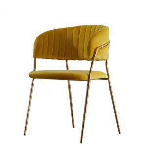 Simple Design Velvet Seat Back with Golden Legs Dining Chair