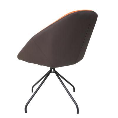 Wholesale Home Furniture Iron Legs Coffee Chair Orange Velvet Fabric Chair