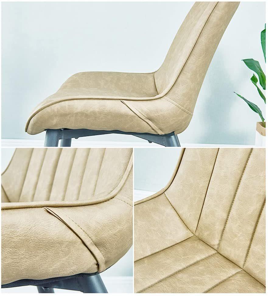 Upholstery PU Seat Black Sturdy Leg Dining Living Room Chairs