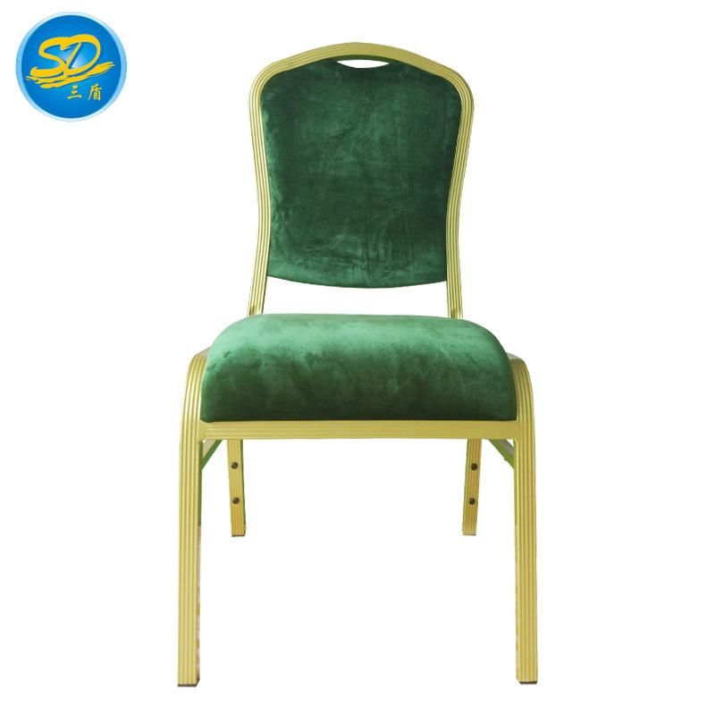 Sandun Furniture Cheap Dubai Gold Frame Blue Fabric Banquet Chair