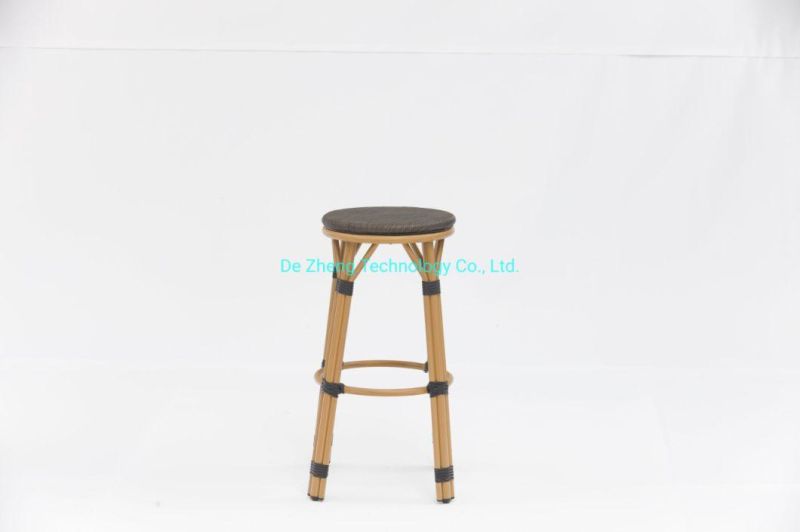 Popular High Quality Plastic Rattan Wicker Stackable Chairs French Cafe Bistro Indoor and Outdoor Mesh Bar Stool