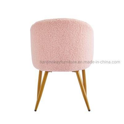 Wholesale Modern Colorful Pink Dinning Chairs Arm Rest Velvet Restaurant Dining Room Chair with Gold Metal Legs