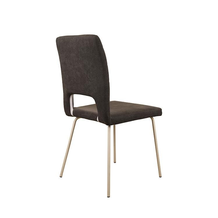 Modern Furniture Hot Sale MID-Century Grey Fabric Upholstered Metal Leg Dining Chair
