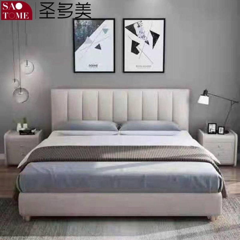 Luxury Wooden Leather King Size Bed for Modern Home Bedroom Furniture