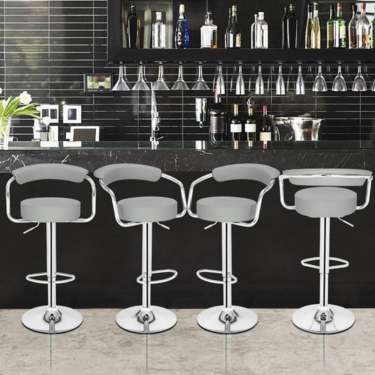 Modern Leather Bar Stool Adjustable Hydraulic Counter Swivel Pub Chair