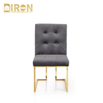 Hotel Furniture Restaurant Dining Event Green Fabric Gold Frame Stainless Steel Chair