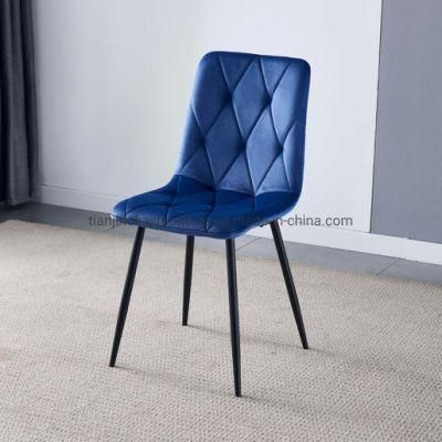 2022 Promotion Big Loading Ability Velvet Small Dining Chair with Black Paint K/D Legs