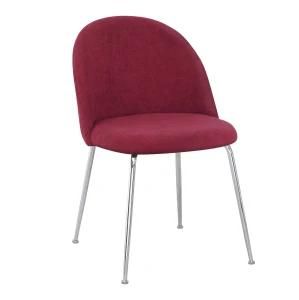 New Design Dining Chair with Fabric Seat and Chromed Legs for Sale