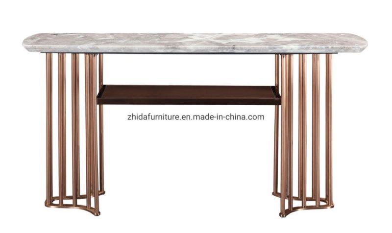 Modern Furniture Stainless Steel Marble Top Console Table