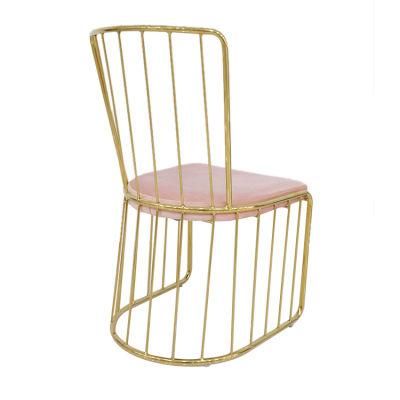 Nordic Style Velvet Fabric Restaurant Gold Metal Simple Dining Chair