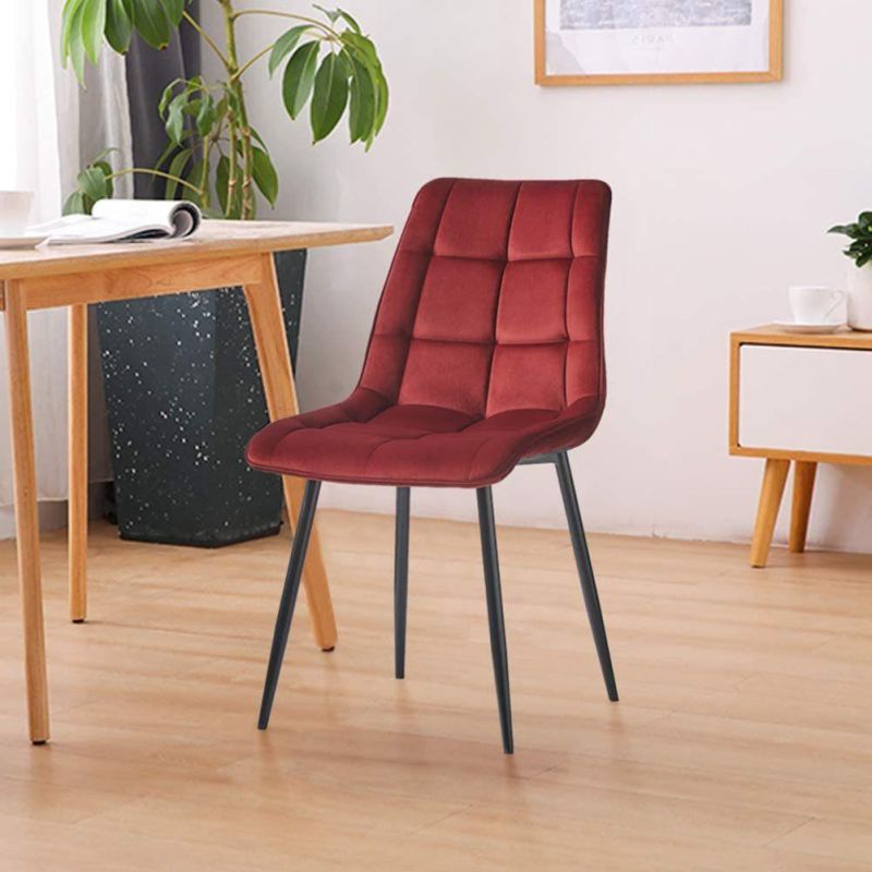 Wine Red Velvet Dining Chairs Soft Seat and Velvet Living Room Chairs with Sturdy Metal Legs Kitchen Chairs for Dining Room Set of 2 Office Chair