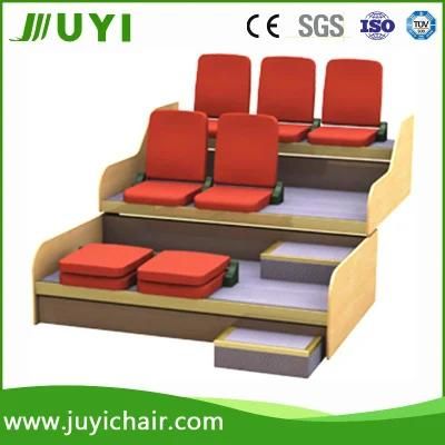 Jy-768f Floor Mounted Fabric Telescopic Bleachers Bleacher with Foam Chair Fabric Seat Flip up Chair Electric Grandstand