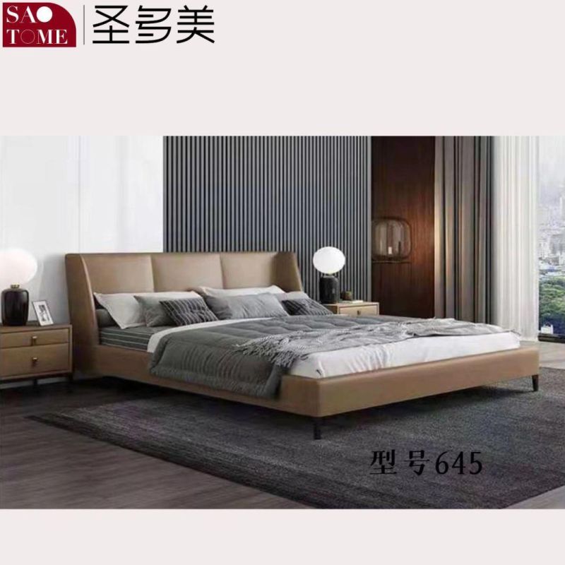 Home Furniture King Size Modern Luxury Warm White Leather Bed