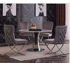 High Gloosy Silver Chrome Velvet PU Cushion Dining Chair