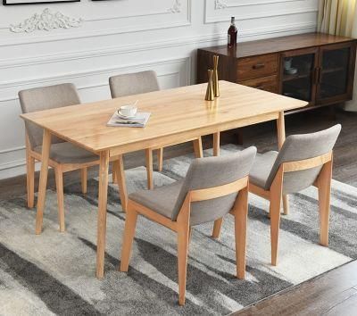 Nordic Wooden Dining Table Set Hotel/Home Furniture Fabric Wood Chair Promotion Models