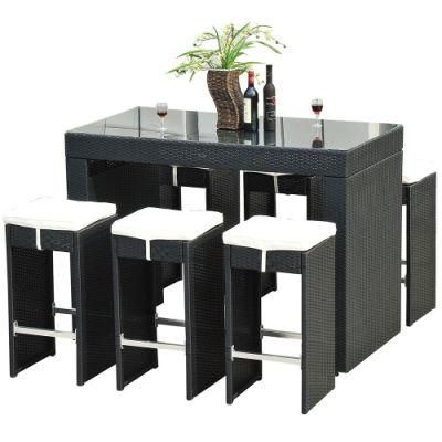 Hotel Commerical Furniture Wicker Bar Table and Chair Set for Outdoor