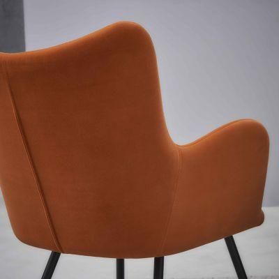 Factory Orange Dining Chair Powder Coating Metal Leisure Furniture