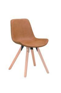 Modern Restaurant Stacking Chair with High Quality Fabric Upholstered and Wood Leg