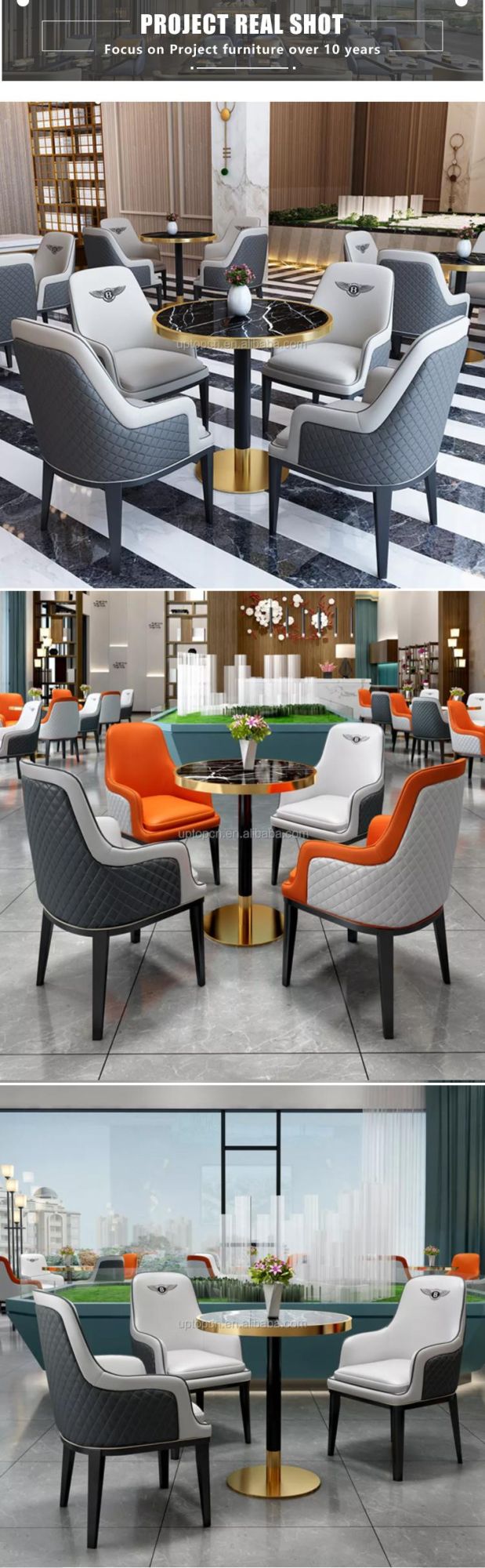 Restaurant Furniture Dining Chair Wooden Frame PU Leather Upholstery High Back Easy to Clean Solid Wood Chair