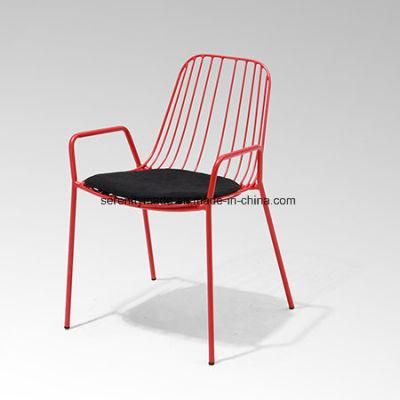 Industrial Stackable Metal Wire Chair with Fabric Pad for Outdoor Event Party Used
