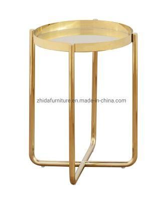 Gold Color Small Round Sofa Side Table Bedroom Coffee Table