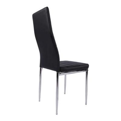 Wholesale Dining Room Furniture Chromed Iron Legs Black PVC Leather Dining Chair