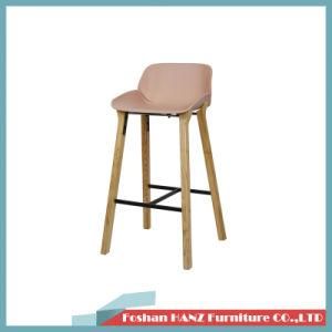 Modern Creative Design Bar Furniture Plastic Upper Seat Solid Wood Leg Bar Chair