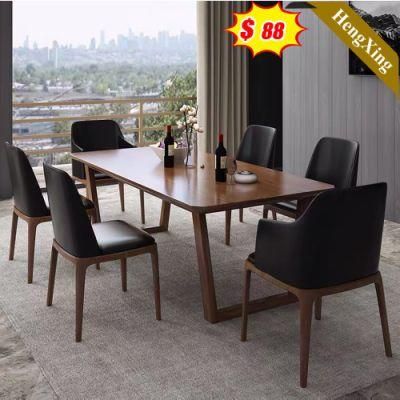 Chinese Style Modern Home Restaurant Dining Furniture Metal Base Wooden Restaurant Table Dining Table (UL-21LV2009)