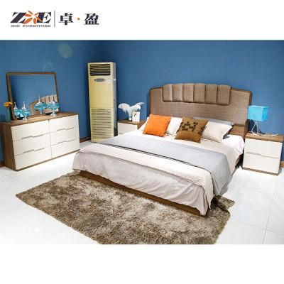Modern Wooden Design Middle East Fabric Bedroom Set in King Size