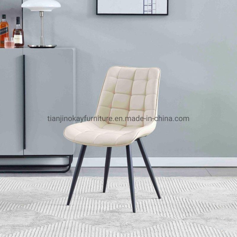 Wholesale Design Room Furniture Nordic Grey PU Modern Luxury Chairs with Metal Legs Black Hotel Dining Chair