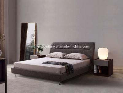 Modern Fabric Bed Bedroom Furniture Double Bed with Metal Leg