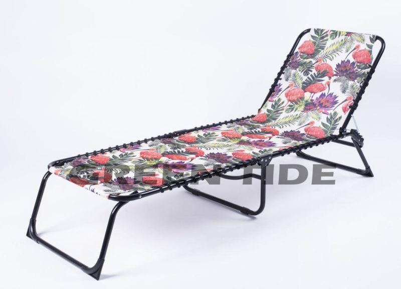 Outdoor Garden Leisure Furniture Camping Printing Oxford Folding Bed