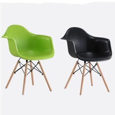 Chaise Lounge Milano Coffee Shop Leisure Armrest Chair Plastic Dining Chair with Beech Wood Leg