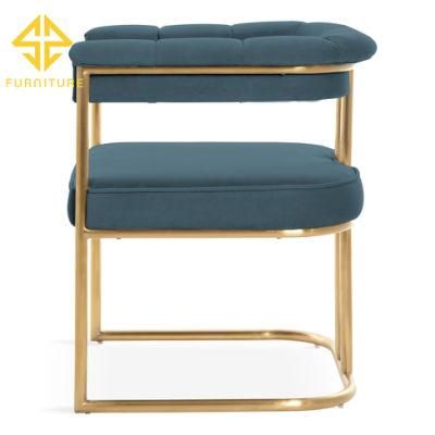 Hotel Event Gold Stainless Steel Leisure Fabric Velvet Dining Chair