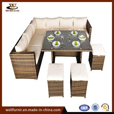 Garden Wicker Cube Dining Set Outdoor Rattan Furniture Sofa (WF-109)