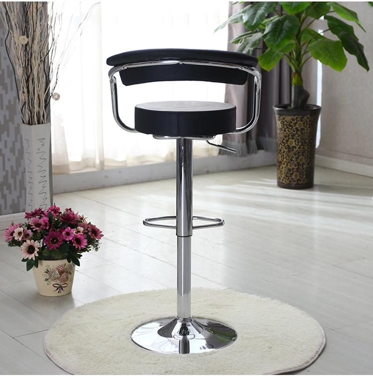 Cheap Modern Chairs PU Seat Bar Stool Adjustable Chrome Bar Chair with Backrest