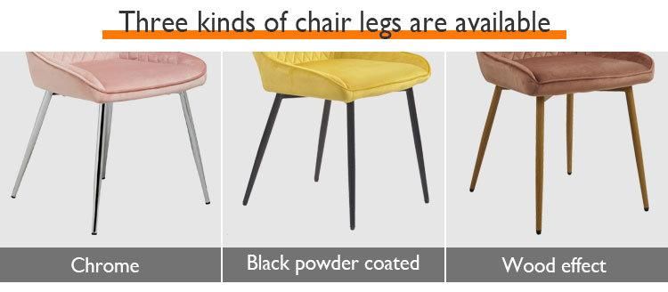 Home Furniture Upholstered Seat Velvet Dining Chair with Black Metal Legs