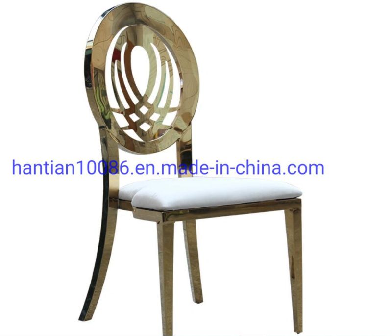 Dining Room Strong Modern Design Back White Leather Stainless Steel Leisure Gold Chair